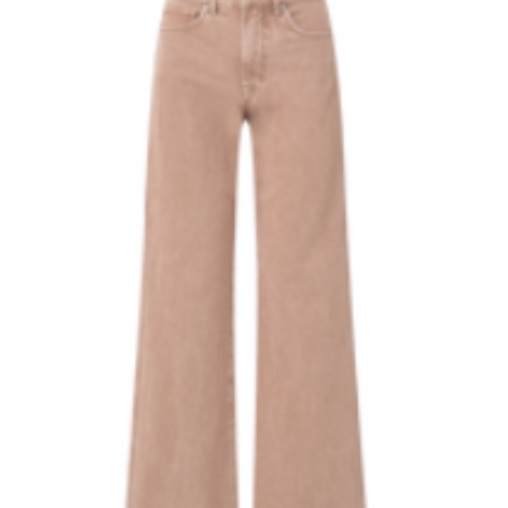 Veronica Beard Taylor Wide Leg Jean in Color Tan Sierra
